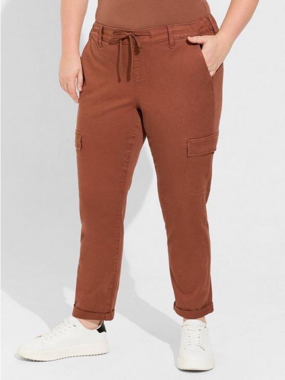 torrid 2S Weekend Straight Cargo Trousers in Rust